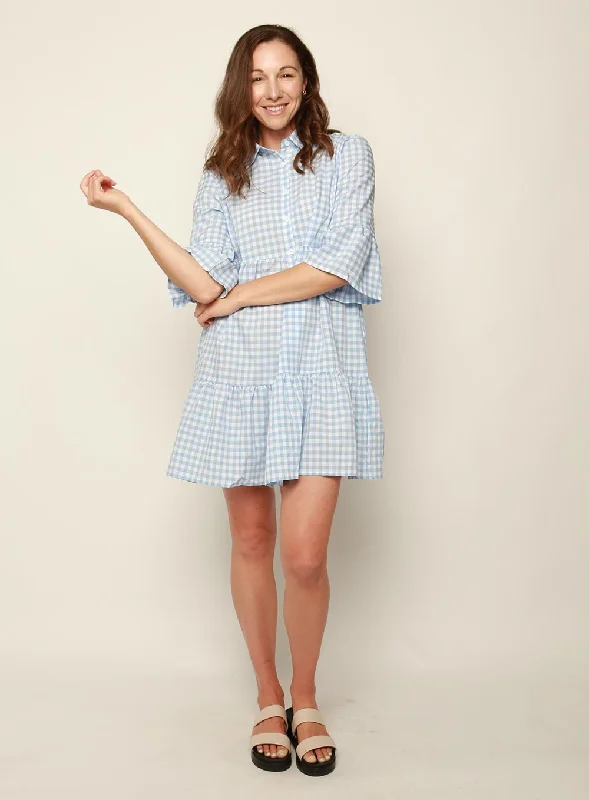 Morgan Tiered Dress-BLUE