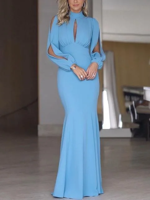 Elegant High Collar Chiffon Mermaid Prom Dress,Charming Long Sleeve Evening Dress cg7867 Elegant High Collar Chiffon Mermaid Prom Dress,Charming Long Sleeve Evening Dress cg7867
