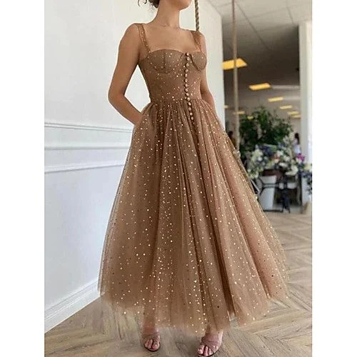 A-Line Elegant Prom Formal Evening Dress Spaghetti Strap Scoop Neck Sleeveless Ankle Length C1175 A-Line Elegant Prom Formal Evening Dress Spaghetti Strap Scoop Neck Sleeveless Ankle Length C1175