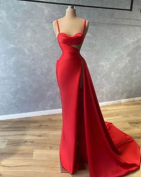 Chic Mermaid red prom Dresses evening Dresses C1304