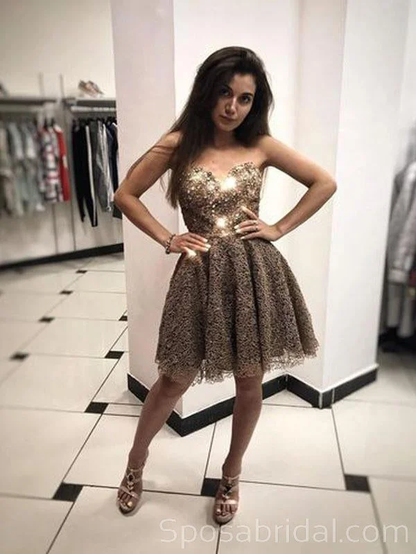 Sweetheart A Line Shinning Unique Sparkly Fashion Homecoming Dresses, Short Prom Dresses, BD0401 Sweetheart A Line Shinning Unique Sparkly Fashion Homecoming Dresses, Short Prom Dresses, BD0401