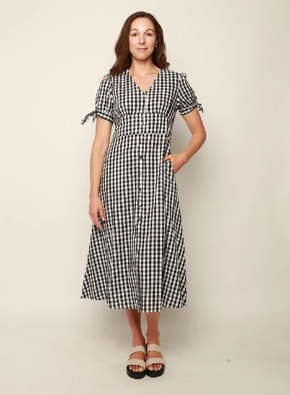Florence Gingham Dress-Black