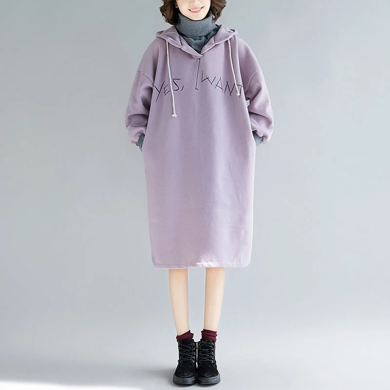 fine purple long sleeve cotton dress plus size false two pieces spring dress hooded dresses fine purple long sleeve cotton dress plus size false two pieces spring dress hooded dresses