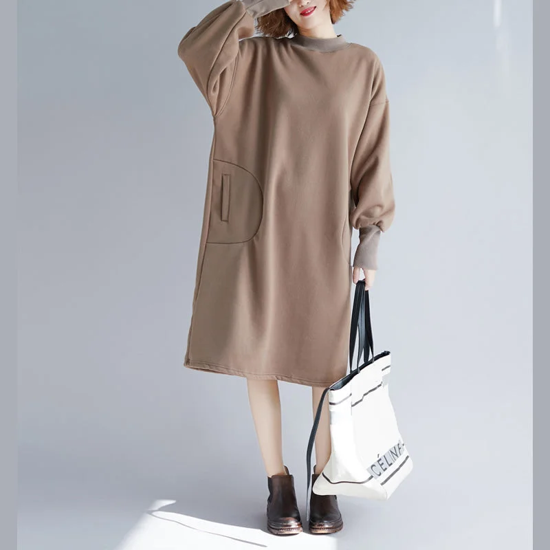 stylish khaki spring cotton dress Omychic warm long sleeve thick holiday dresses o neck cotton clothing dresses stylish khaki spring cotton dress Omychic warm long sleeve thick holiday dresses o neck cotton clothing dresses