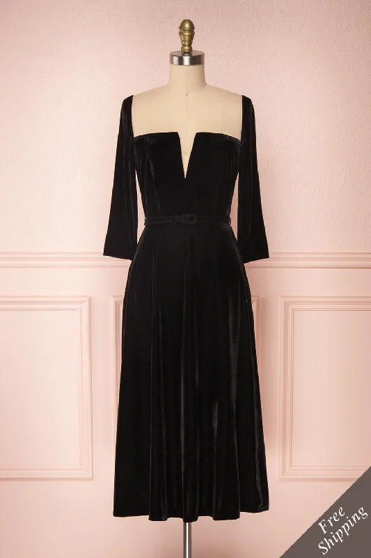 Augustina | Black Velvet Dress