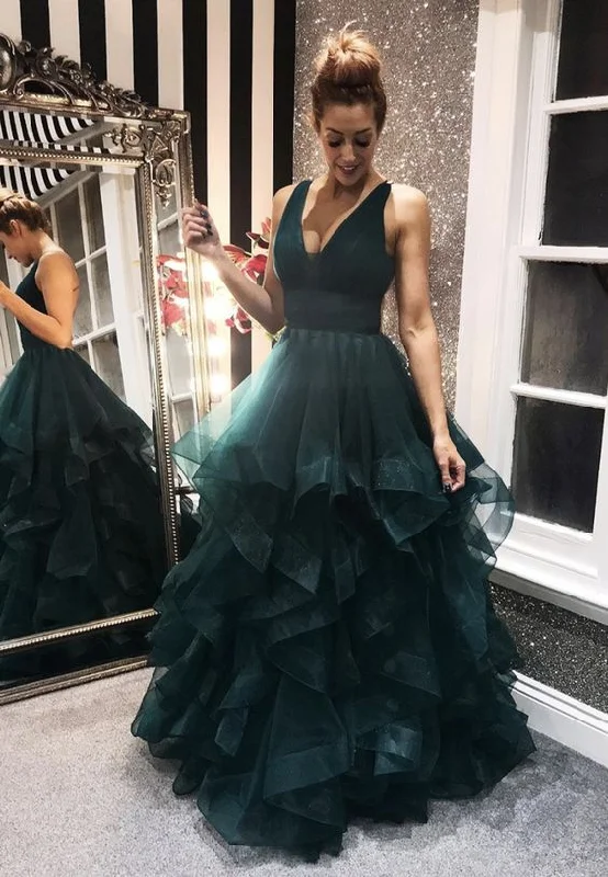 green tulle prom dress, evening dress, formal dress  cg7797