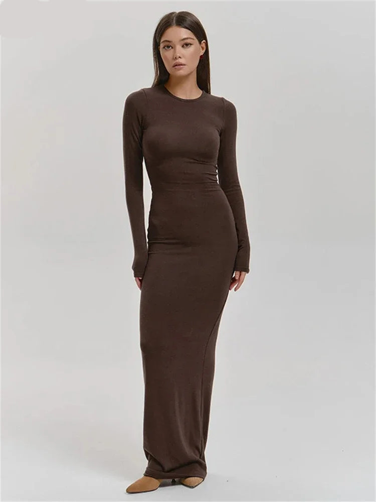 Casual Basic Long Dress Women Holiday Autumn Winter Evening Birthday Party Night Club Sexy Elegant Dress Outfits 2024