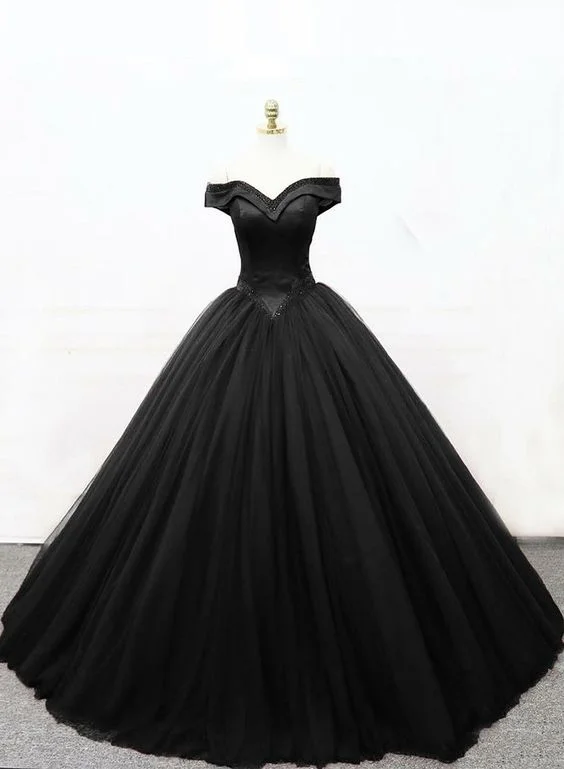 Black princess ball gown, black formal prom dress  cg7780
