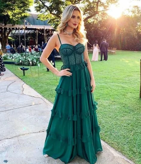 Gorgeous green long prom dress evening dress C245