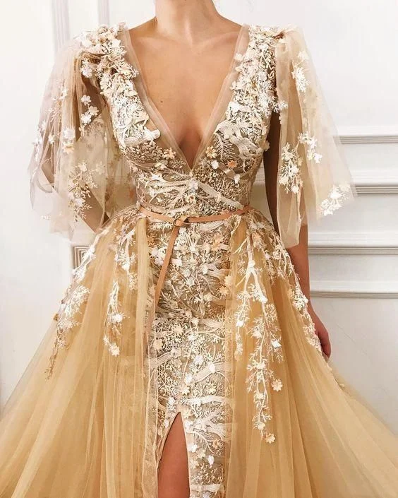 A Line Long Floor Length evening gown Prom Dresses C1406