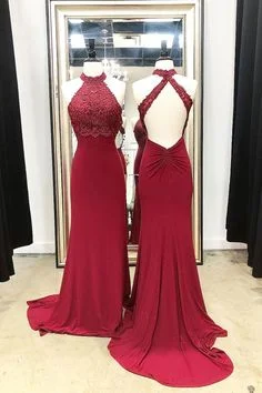 Elegant Mermaid Open Back Dark Red Long Prom Dresses,Formal Dress with Beading cg7659 Elegant Mermaid Open Back Dark Red Long Prom Dresses,Formal Dress with Beading cg7659