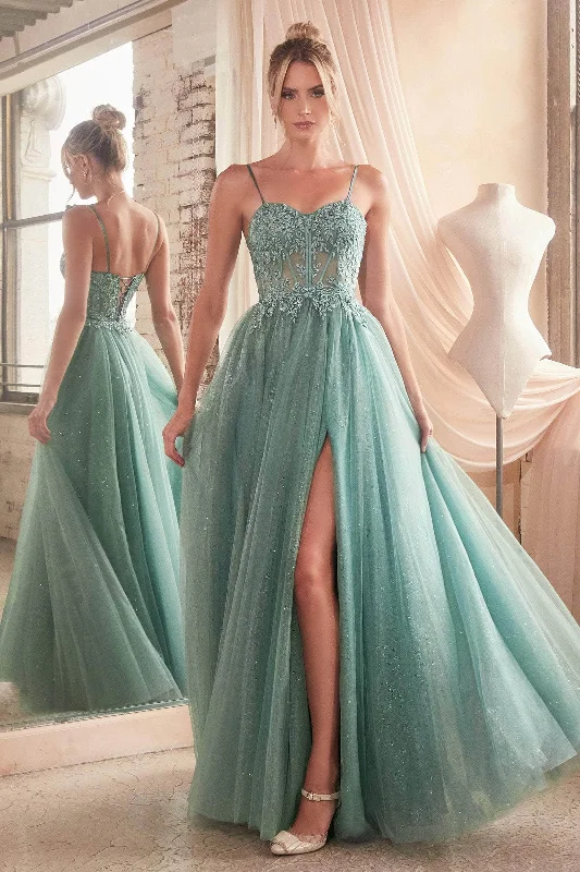 Cinderella Divine C150 - Foliage Applique Sweetheart Prom Dress