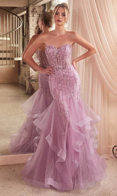 Cinderella Divine CD332 - Mermaid Silhouette with Sweetheart Neck Pageant Dress