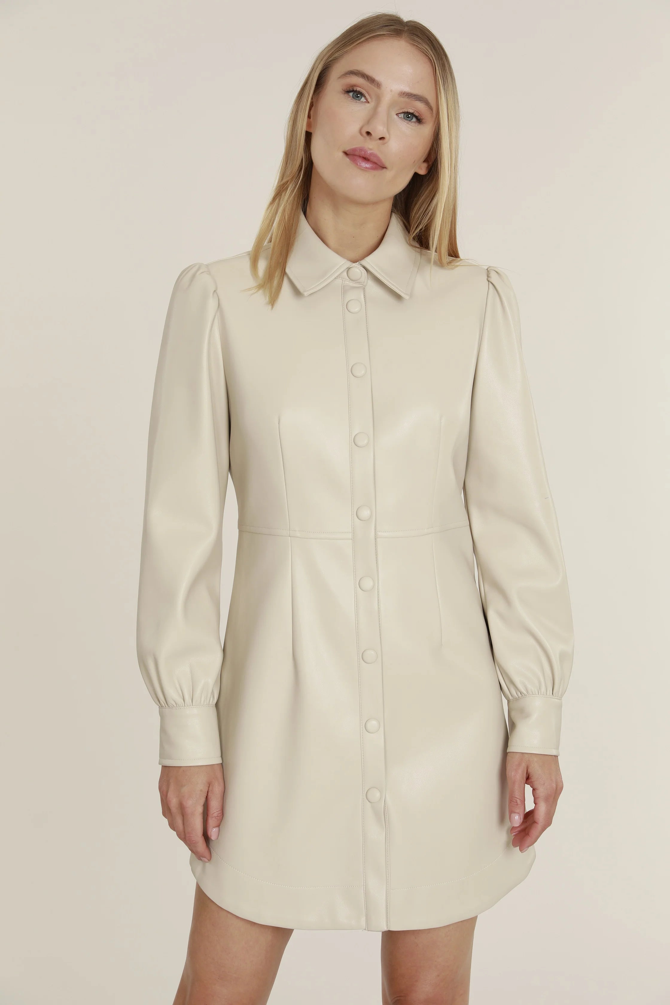 DOLCE CABO Vegan Leather Dress - Beige