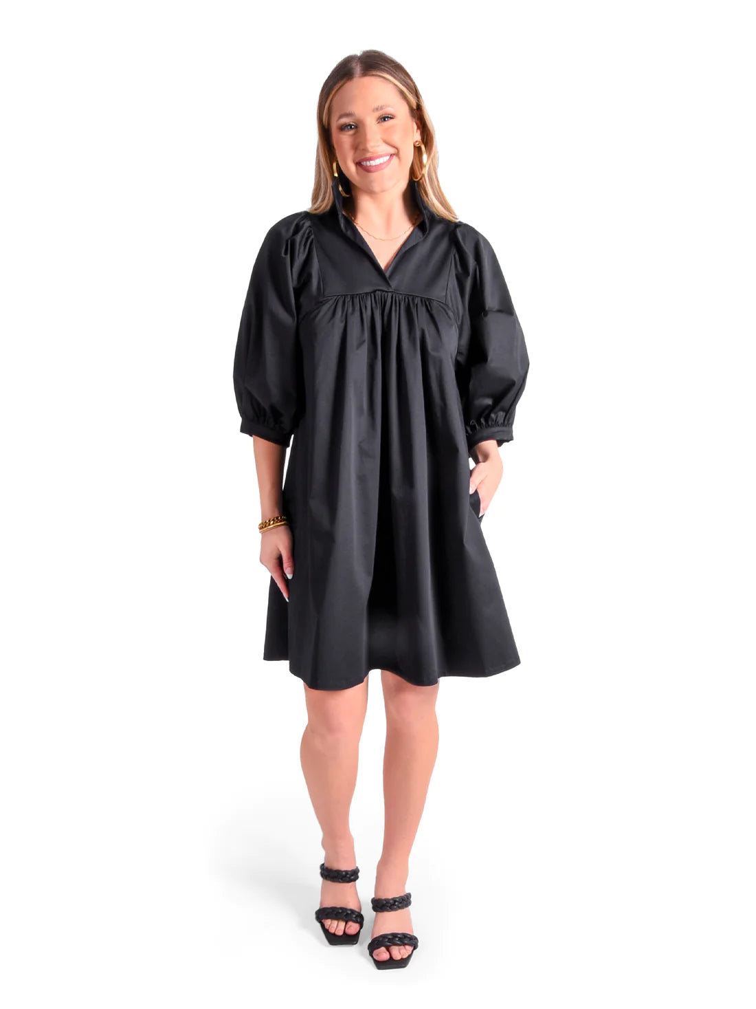 EMILY MCCARTHY Stella Dress - Black Cotton Poplin