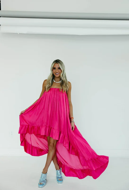 Here We Go High Low Dress - Fuchsia