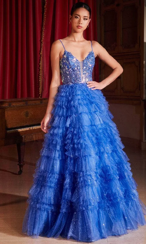 Ladivine C152 - Embroidered Plunging V-Neck Ballgown