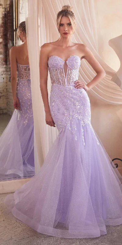 Ladivine CB139 Long Strapless Fitted Embellished Mermaid Gown