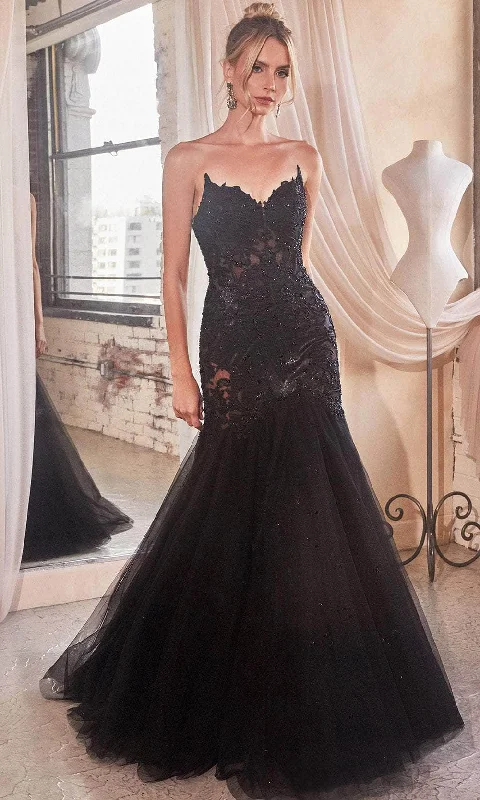 Ladivine CDS482 - Strapless Embroidered Mermaid Prom Gown