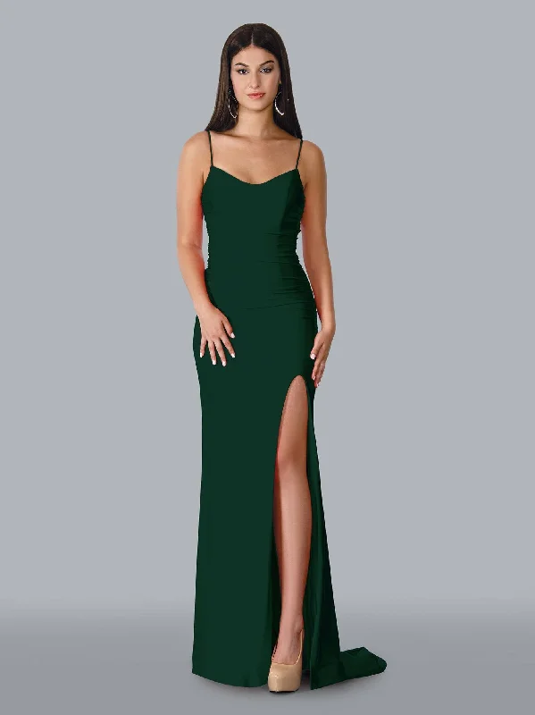 Stella Couture 22037 Long Fitted Ruched Prom Dress Formal Evening Gown Slit