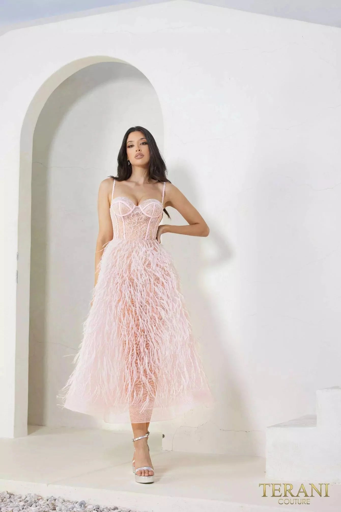Terani Couture 241P2022 - Corset Tea-Length Prom Dress
