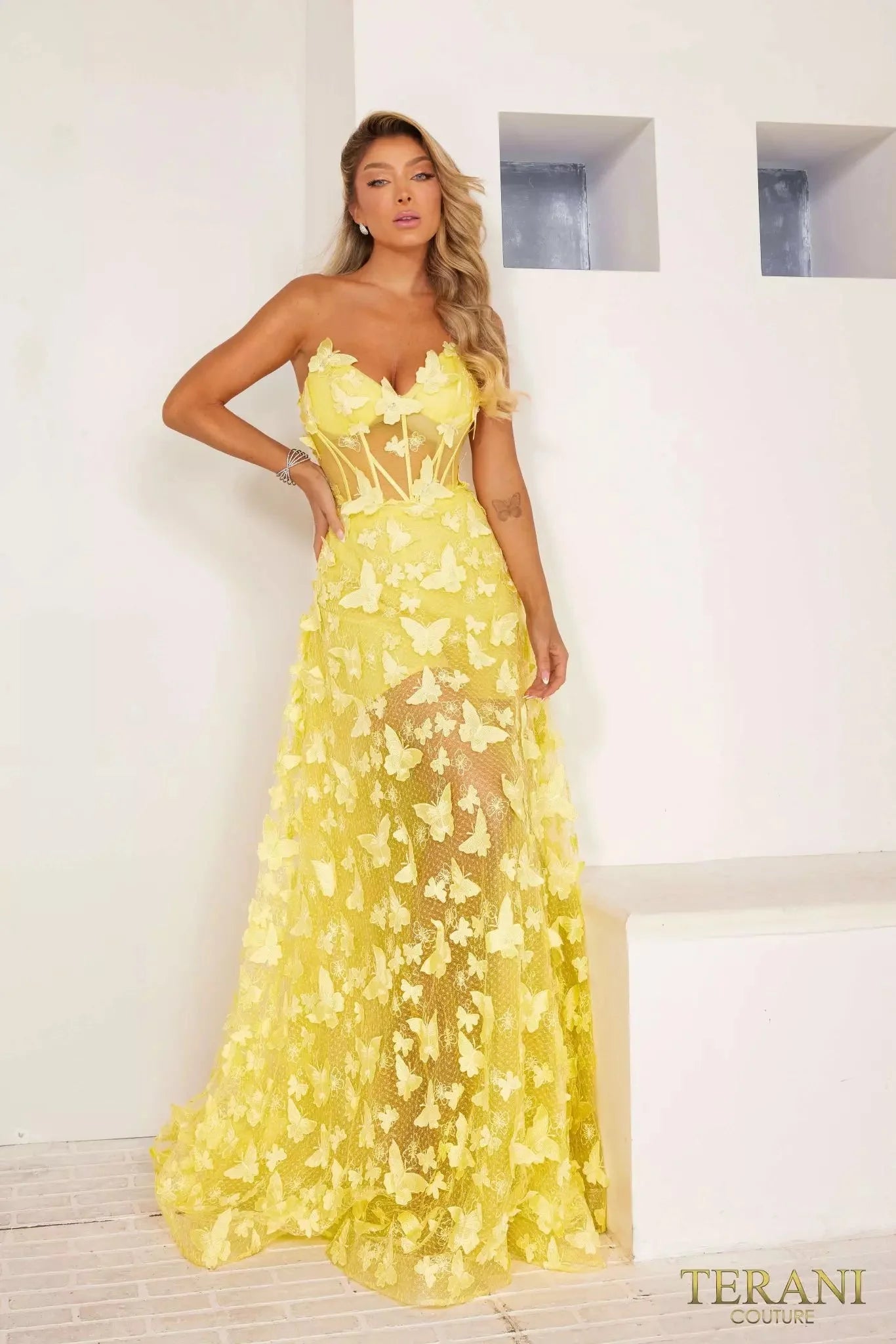 Terani Couture 241P2086 - V-Neck A-Line Dress