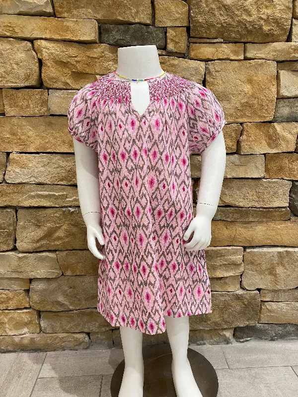 The Michelle Dress in Pink Cotton For Girls