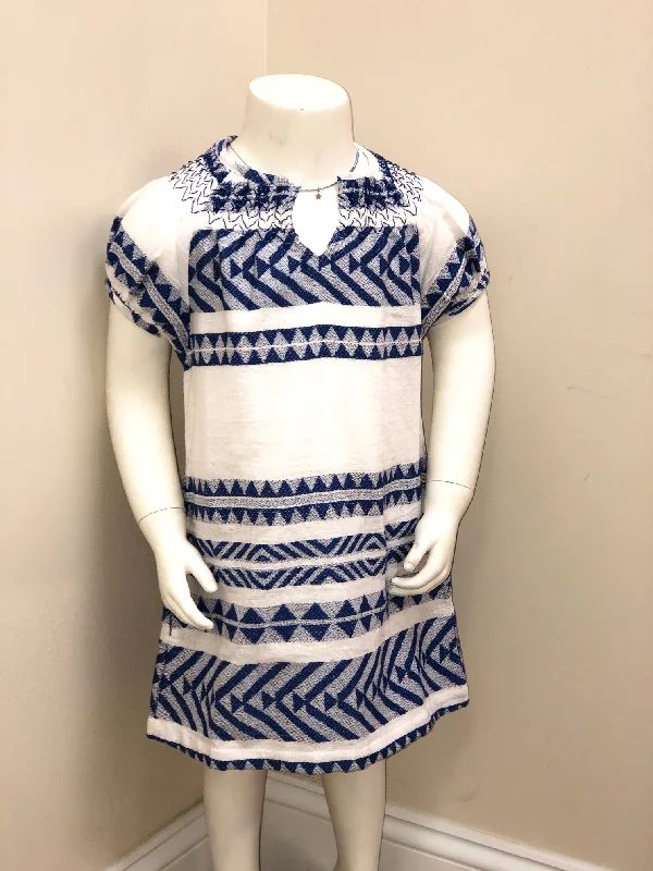 The Michelle Girl's Dress in Royal and White