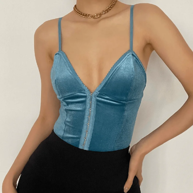 Deep v neck velvet bodysuit Stylish Bodysuit with Adjustable Straps