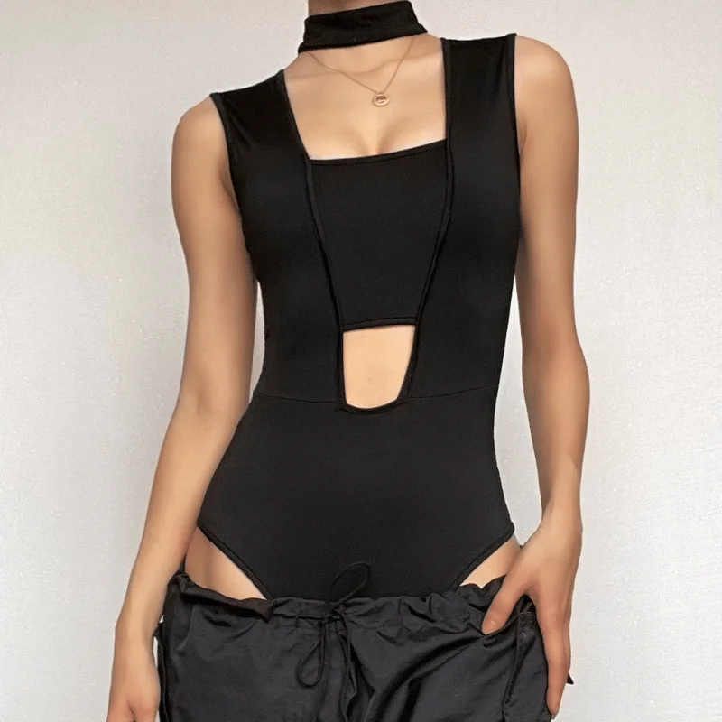 Halibuy Sleeveless hollow out bodysuit Fashionable Cropped Bodysuit