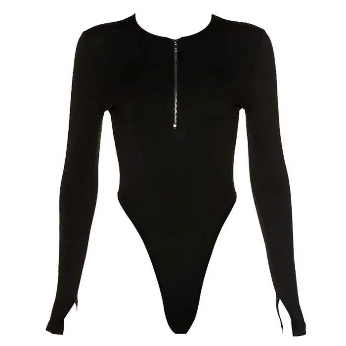 Secret Missions Zip Up Bodysuit Trendy Scoop Back Bodysuit